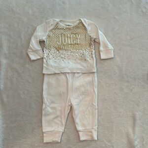 Juicy Couture 0-3mo set, off white/gold